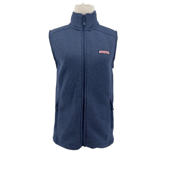 Vineyard Vines Women's Deep Bay Blue Sweater Fleece Vest Size Small - Picture 1 of 5